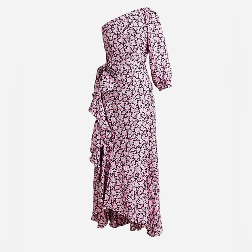 J. Crew Collection limited-edition one-shoulder ruffle hem dress glory floral 8
